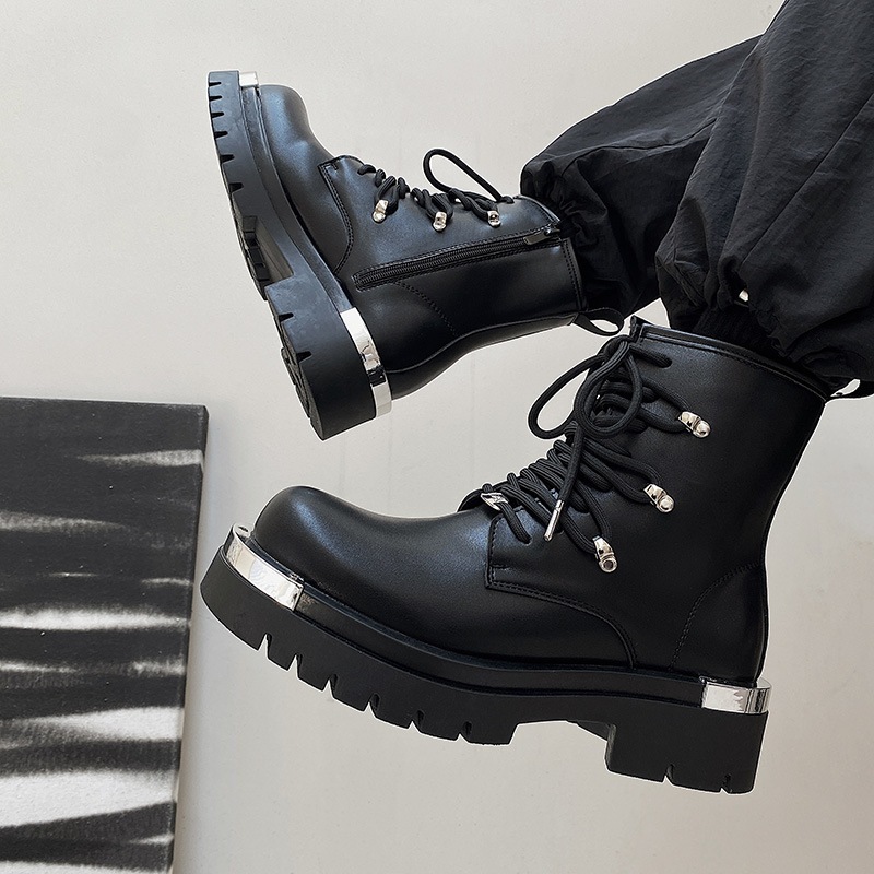Giày Boots nam HOMME mũi kim loại khóa zip 70055-R