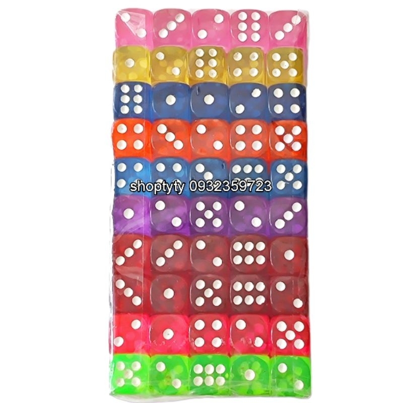 Viên Xúc Xắc Xí Ngầu Trong Suốt 14mm Lắc Là Lớn Mại Vô