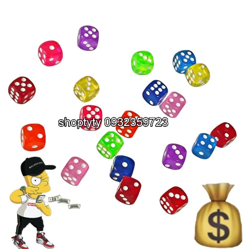 Viên Xúc Xắc Xí Ngầu Trong Suốt 14mm Lắc Là Lớn Mại Vô