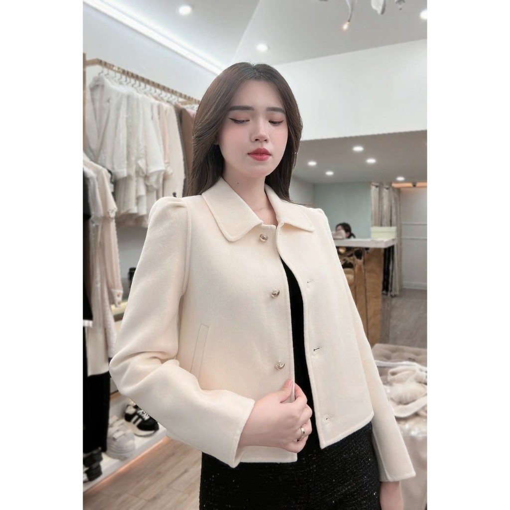 ÁO DẠ LEN ÉP TAY BỒNG CÚC ĐỒNG