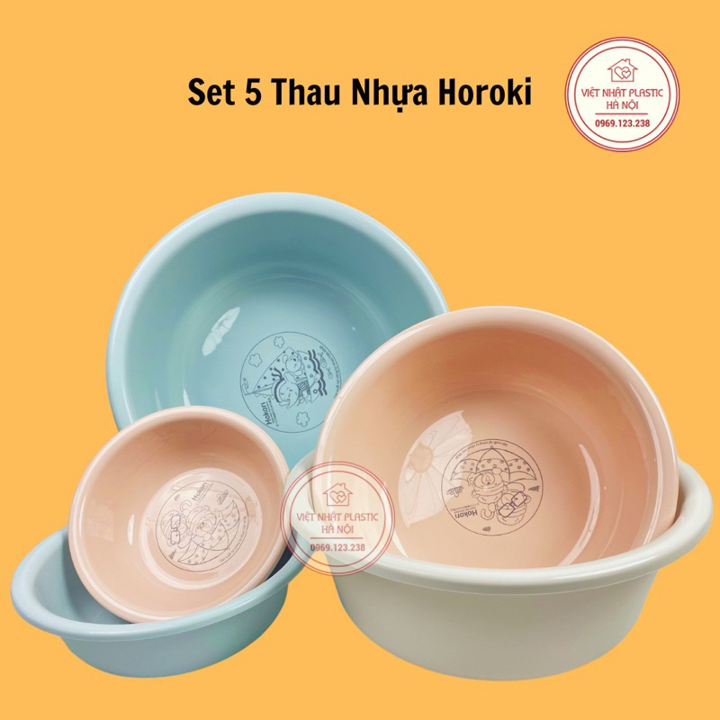 SET 5 MÓN THAU NHỰA, CHẬU NHỰA CAO CẤP HOKORI cực dày dặn
