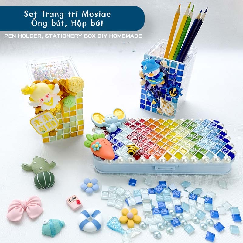 Set DIY trang trí lót ly mosaic Họa tiết sẵn