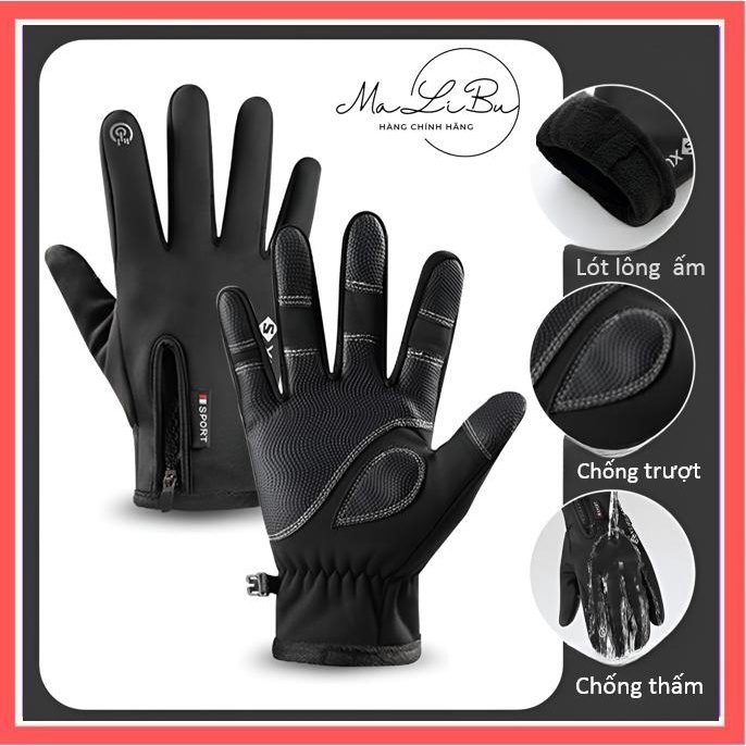 Găng tay mùa đông đi xe máy chống nước cảm ứng Xuelang ấm áp mùa đông malibu