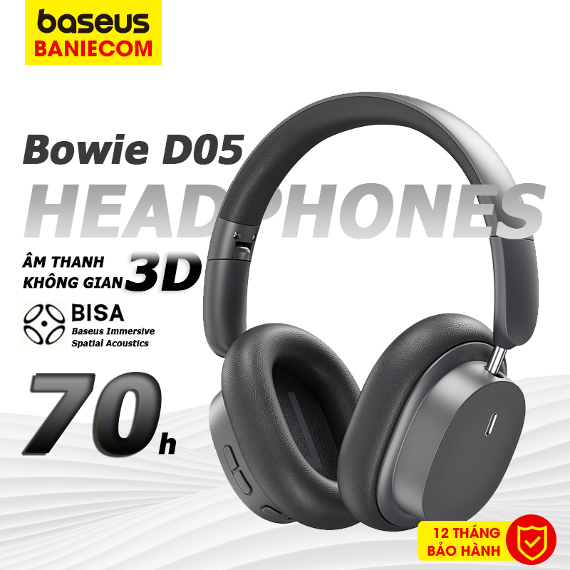 Tai Nghe Chụp Tai Baseus Bowie D05 D03 Bluetooth 5.3 HIFI Âm Thanh Stereo 40mm Gấp Lại Được 70H Time - BANIECOM