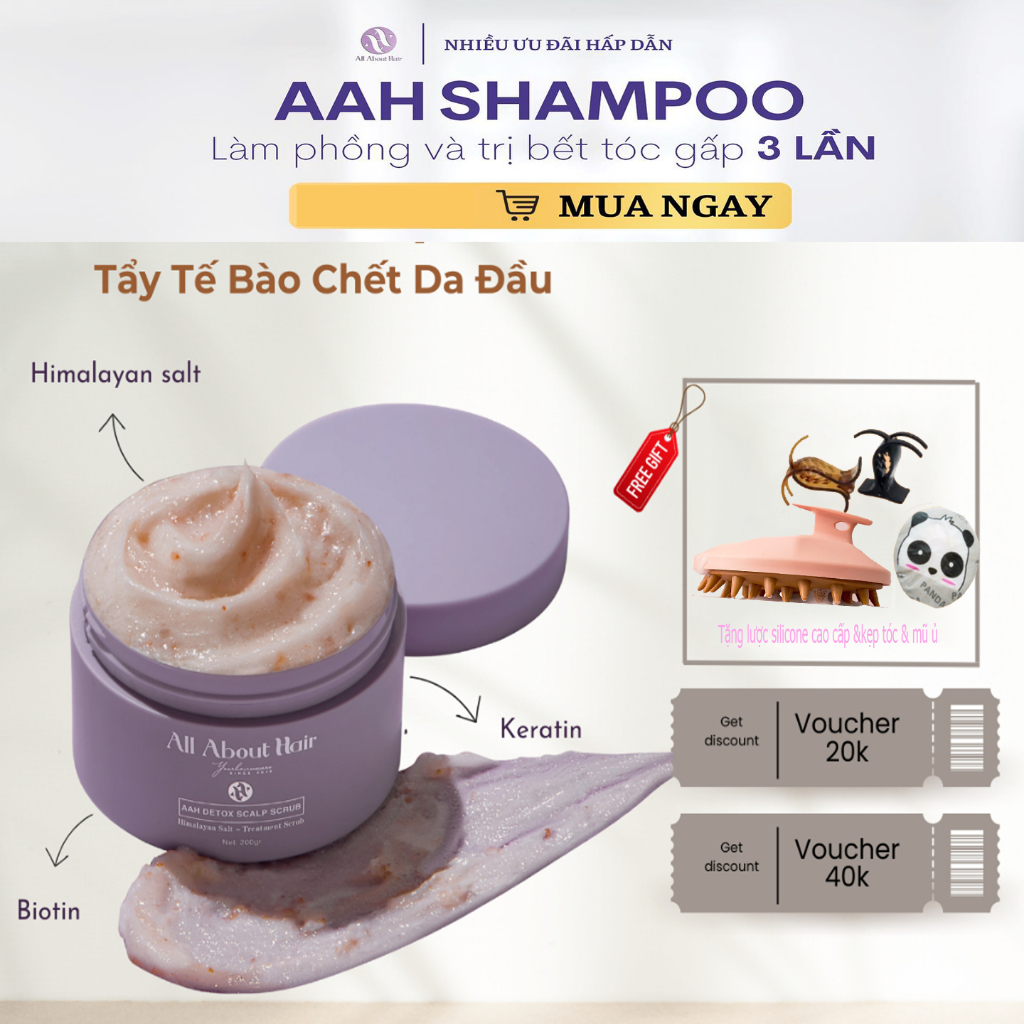 TẨY TẾ BÀO CHẾT DA ĐẦU AAH SCALP SCRUB HAIR SCRUB tẩy tế bào chết giúp tóc chắc khỏe kiềm dầu giảm bết trị gàu