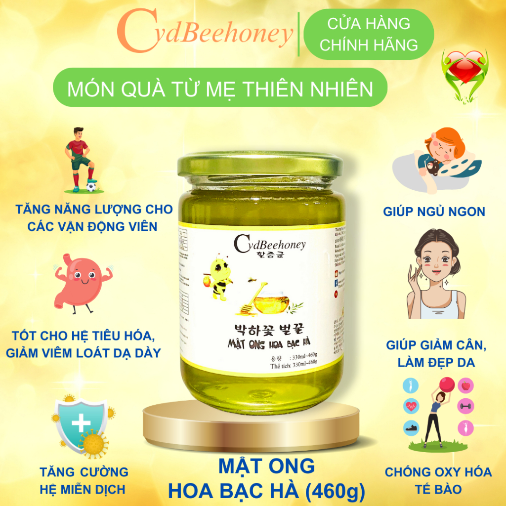 Mật ong Hoa Bạc Hà Nguyên Chất, Tăng Đề Kháng, Phục Hồi Sức Khỏe, Đẹp Da Cho Người Già, Trẻ Em, Nam, Nữ CVDBEEHONEY 600g