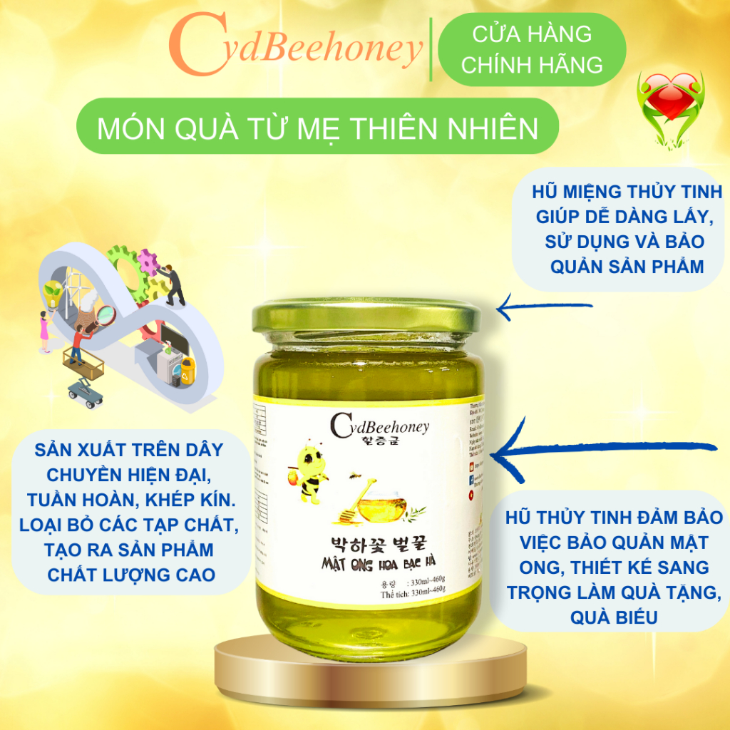 Mật ong Hoa Bạc Hà Nguyên Chất, Tăng Đề Kháng, Phục Hồi Sức Khỏe, Đẹp Da Cho Người Già, Trẻ Em, Nam, Nữ CVDBEEHONEY 600g