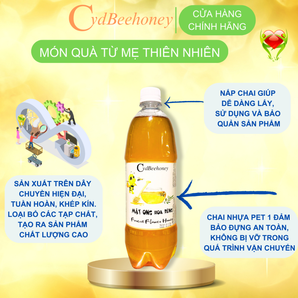 Mật ong Hoa Rừng Nguyên Chất, Tăng Đề Kháng, Phục Hồi Sức Khỏe, Đẹp Da Cho Người Già, Trẻ Em, Nam, Nữ CVDBEEHONEY 1400g