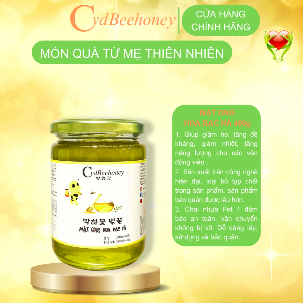 Mật ong Hoa Bạc Hà Nguyên Chất, Tăng Đề Kháng, Phục Hồi Sức Khỏe, Đẹp Da Cho Người Già, Trẻ Em, Nam, Nữ CVDBEEHONEY 600g