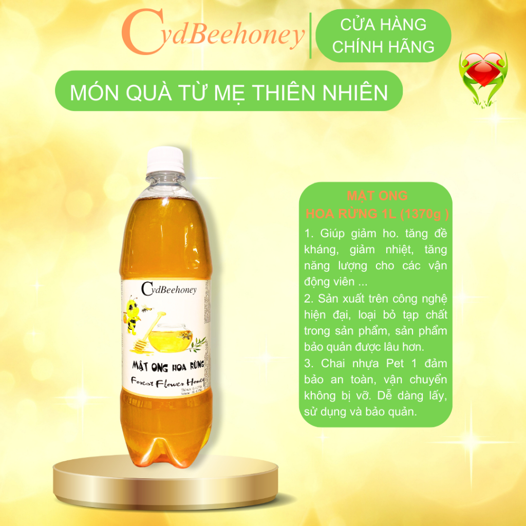 Mật ong Hoa Rừng Nguyên Chất, Tăng Đề Kháng, Phục Hồi Sức Khỏe, Đẹp Da Cho Người Già, Trẻ Em, Nam, Nữ CVDBEEHONEY 1400g