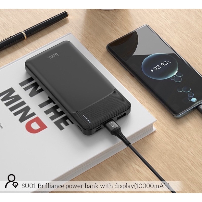 Pin sạc dự phòng 20000mAh Hoco SU02 đèn báo pin, 2 cổng ra, tích điện - Chính hãng TECHHIGH