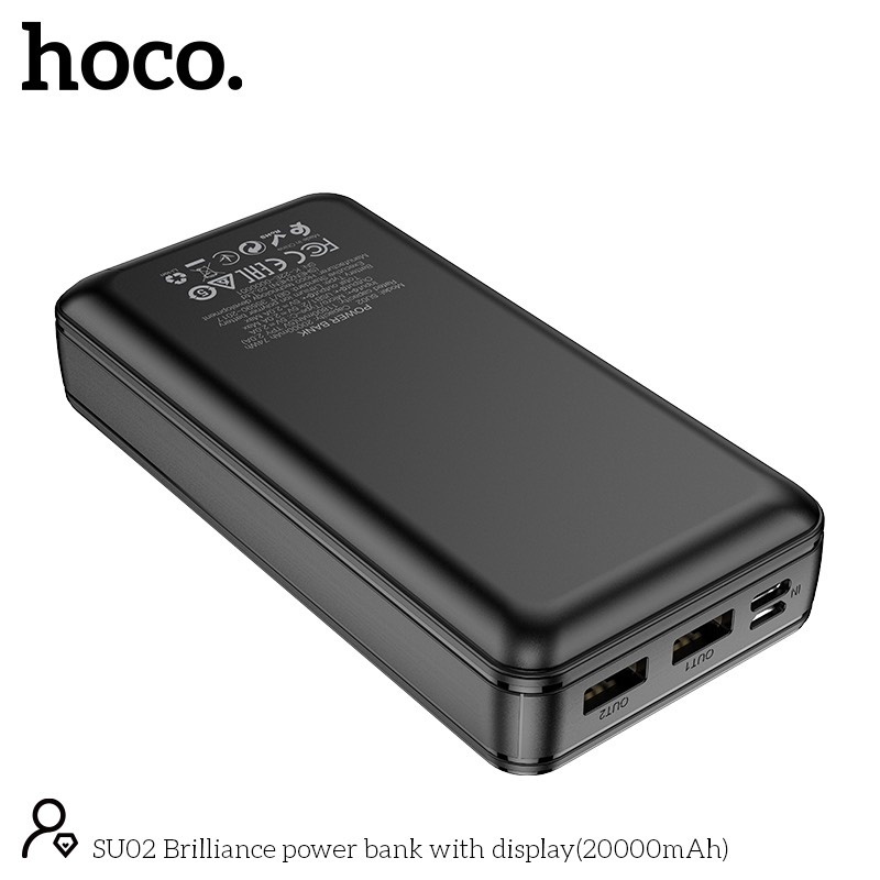 Pin sạc dự phòng 20000mAh Hoco SU02 đèn báo pin, 2 cổng ra, tích điện - Chính hãng TECHHIGH