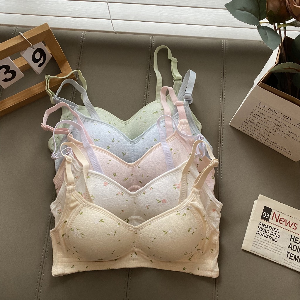 Áo Ngực Không Gọng Mút Mỏng H&L BOUTIQUE Áo Lót Nữ Cotton Đũi 3 Nấc Cài Chắc Chắn AMYBRA A343