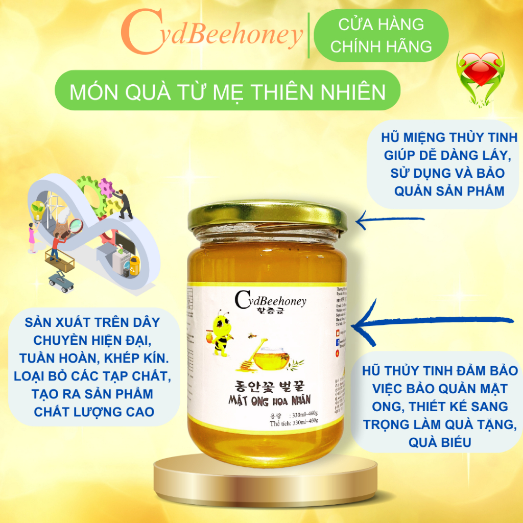 Mật ong Hoa Nhãn Nguyên Chất, Tăng Đề Kháng, Phục Hồi Sức Khỏe, Đẹp Da Cho Người Già, Trẻ Em, Nam, Nữ CVDBEEHONEY 460g