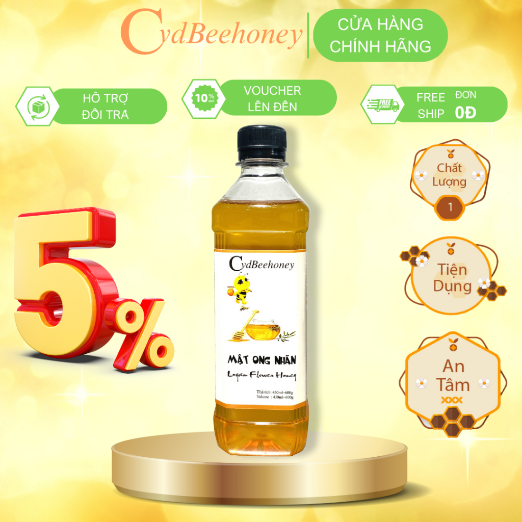 Mật ong Hoa Nhãn Nguyên Chất, Tăng Đề Kháng, Phục Hồi Sức Khỏe, Đẹp Da Cho Người Già, Trẻ Em, Nam, Nữ CVDBEEHONEY 600g