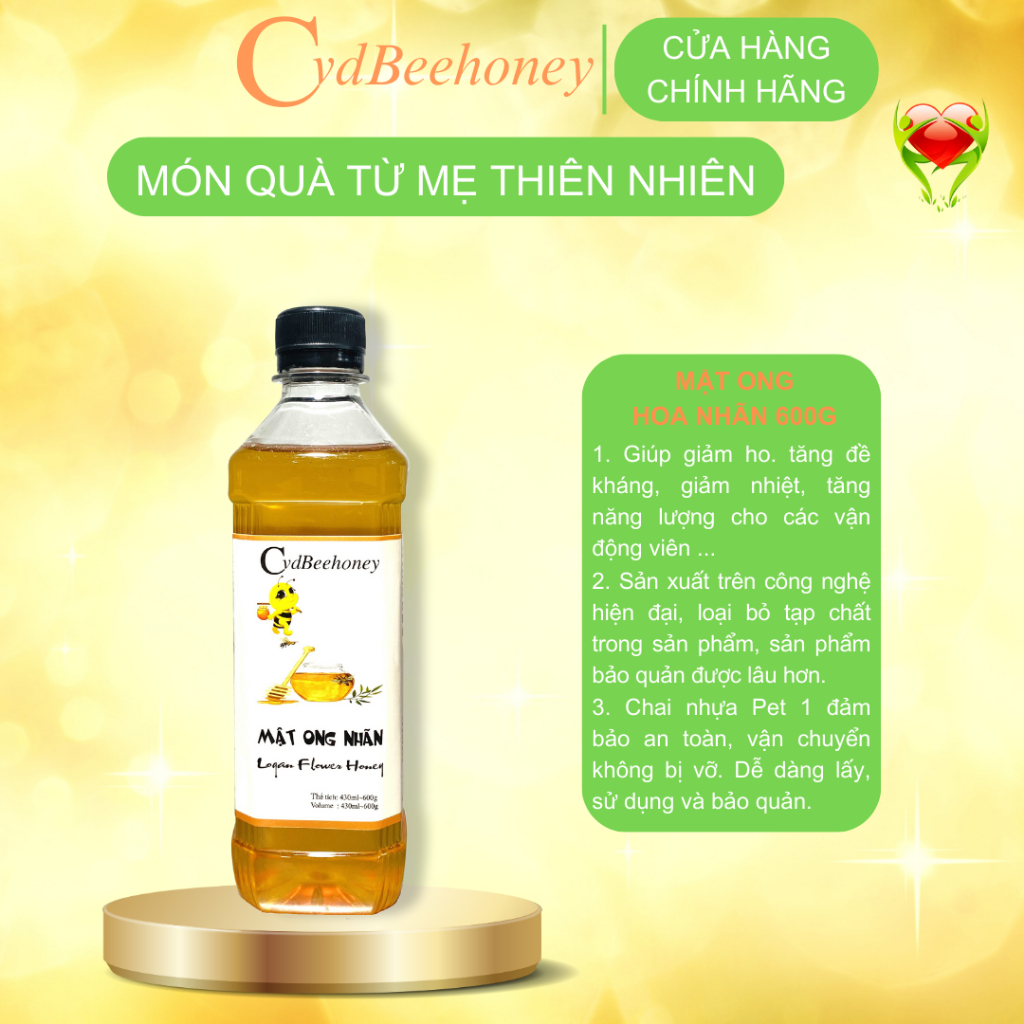 Mật ong Hoa Nhãn Nguyên Chất, Tăng Đề Kháng, Phục Hồi Sức Khỏe, Đẹp Da Cho Người Già, Trẻ Em, Nam, Nữ CVDBEEHONEY 600g