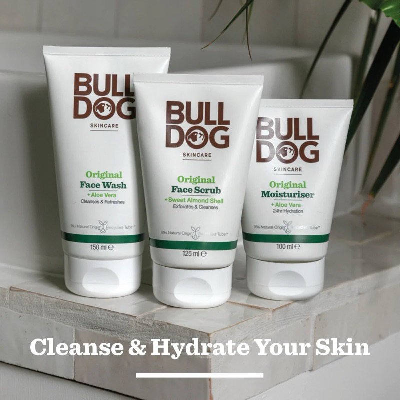 Combo sữa rửa mặt, tẩy tế bào chết và kem dưỡng ẩm da cho nam Bulldog Skincare Original Full Face Kit