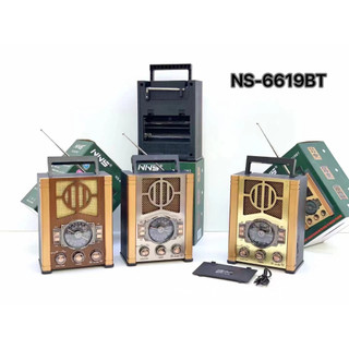 Đài radio ns 6619 bt, bluetooth chính hãng nns, bắt sóng fm, am, /usb/tf, cổng thẻ nhớ - loa dùng điện 220v và pin sạc