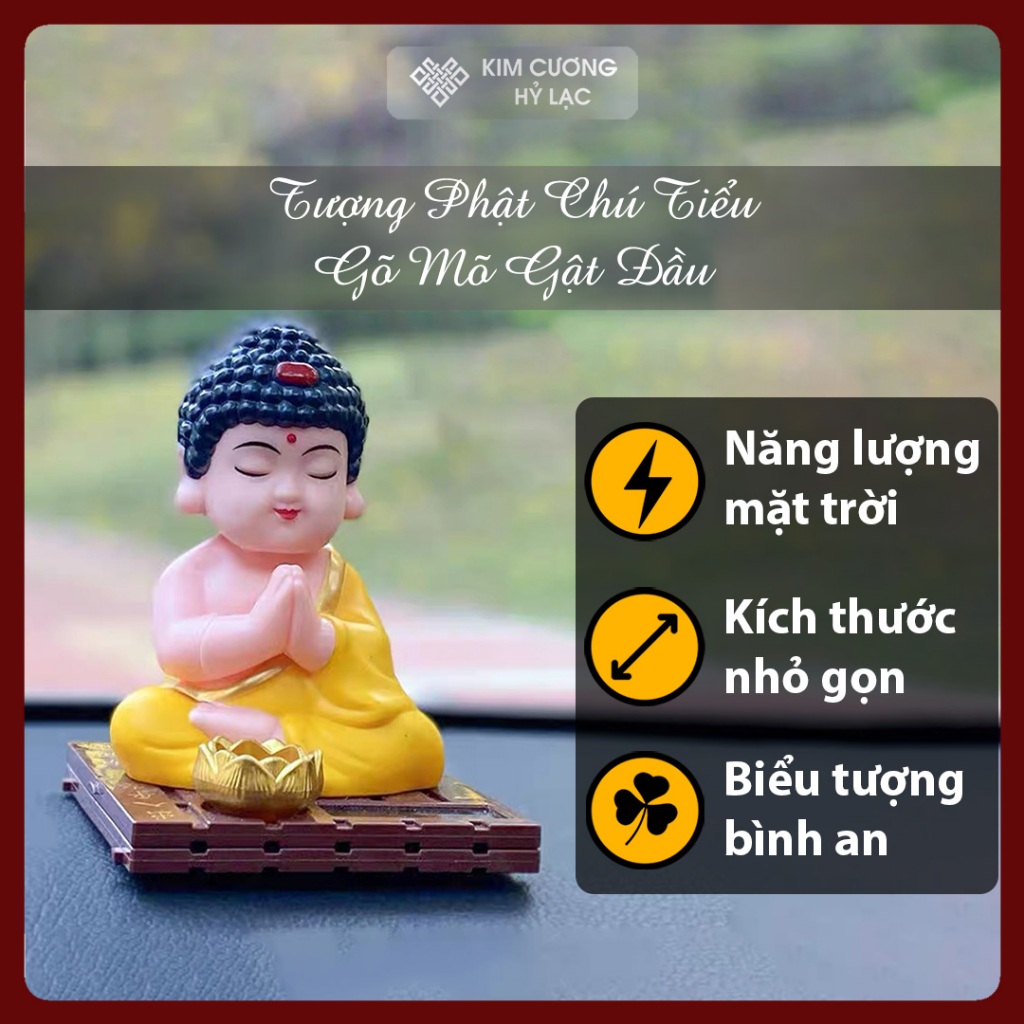 Tượng Phật Chú Tiểu Gõ Mõ Gật Đầu Sử Dụng Năng Lượng Ánh Sáng [Kim Cương Hỷ Lạc] Bảo Hộ, Bình An