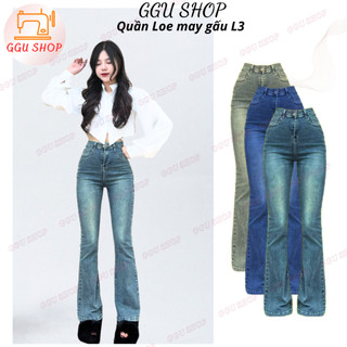 Quần jean ống loe L3 [GGU SHOP] Quần jean loe nữ co giãn màu vintage cá tính S M L XL dưới 60kg
