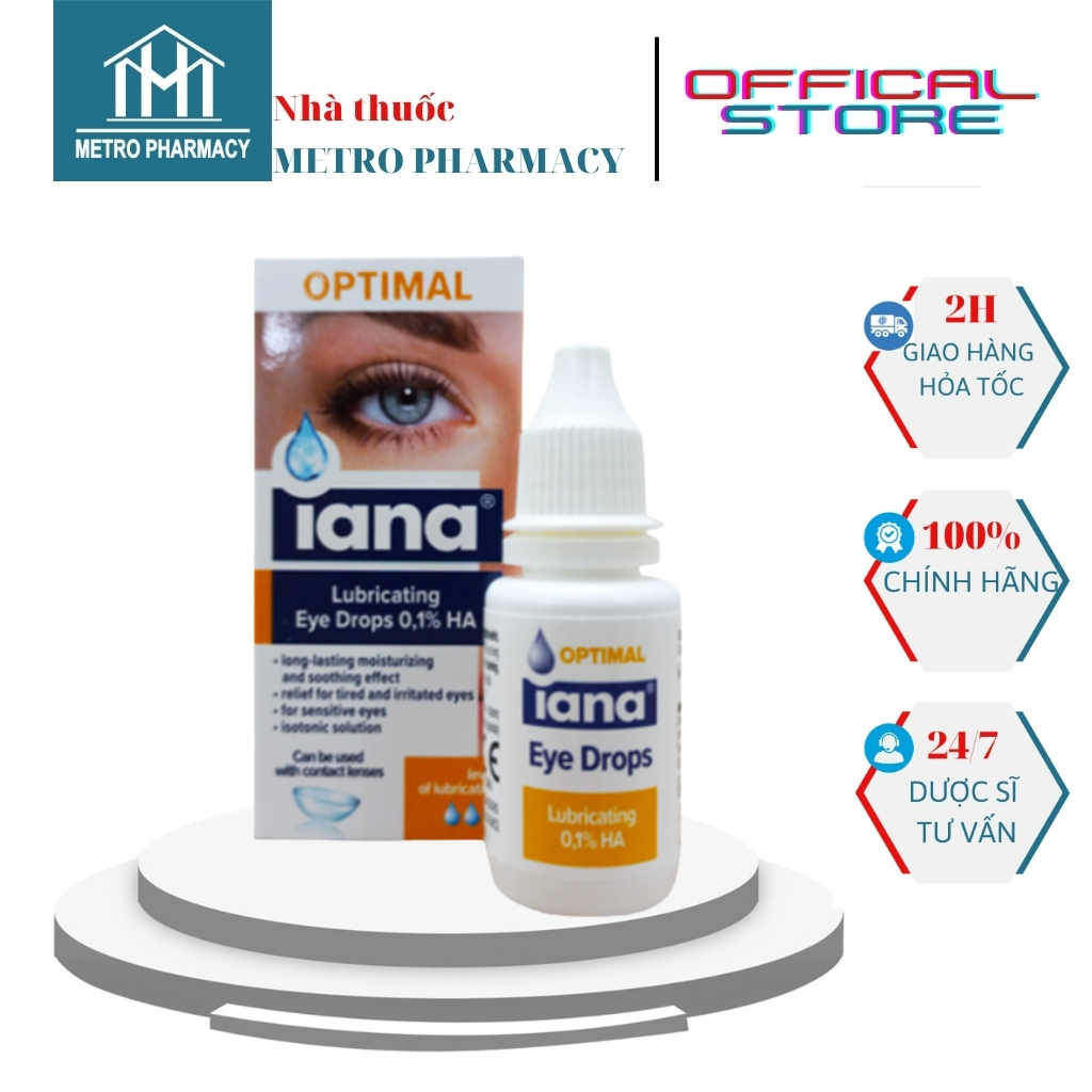  Dung dịch nhỏ mắt Iana-Nước mắt nhân tạo-Giúp giảm khô mắt mỏi mắt đỏ mắt-Nhập khẩu Anh Quốc-Dung tích 10ml 
