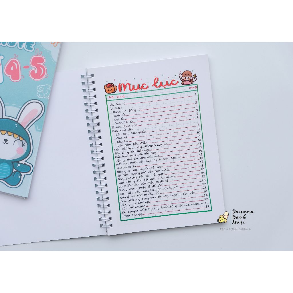 Sổ tay Tiếng Việt 4-5, Sổ Takenote lò xo A5