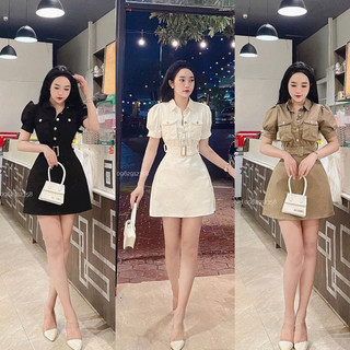 Đầm kaki cổ sơ mi có đai nịt eo siêu xinh
