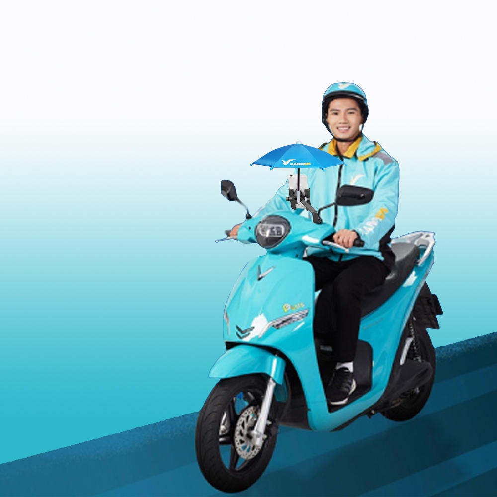 Dù Che Điện Thoại Xanh SM - Che Nắng Mưa Tiện Lợi