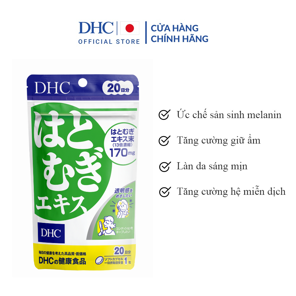 Viên uống sáng da DHC Nhật Bản Adlay Extract gói 20 viên (20 ngày) và 60 viên (60 ngày)