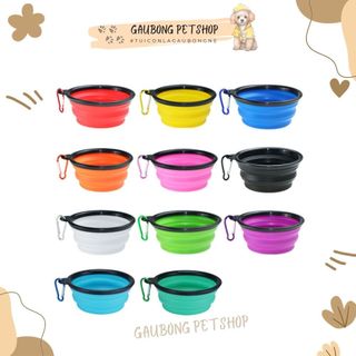 Chén ăn du lịch gấp gọn cho thú cưng , chất liệu cao cấp có kèm móc khoá - Gaubong Petshop - Chén ăn cho chó mèo