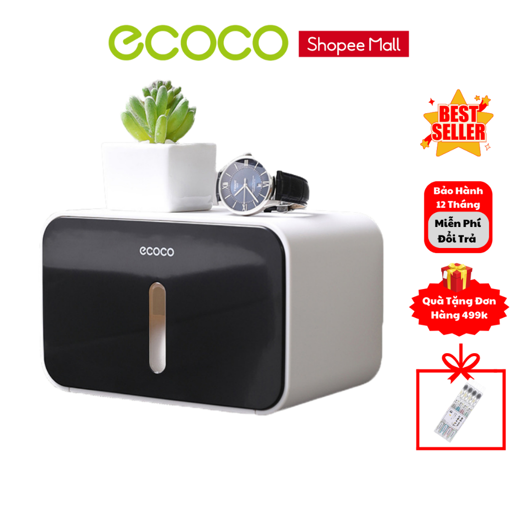 Hộp Đựng Giấy Dán Tường Ecoco E1903 Chống Thấm Nước Cao Cấp ,Hộp Giấy Nhà Vệ Sinh ,Chất Liệu Nhựa ABS