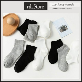 Tất nam nữ Vớ cotton cổ cao, thấp, ngắn 3 màu trơn vải dày mỏng chống mồ hôi chân giá rẻ nl.store VO01