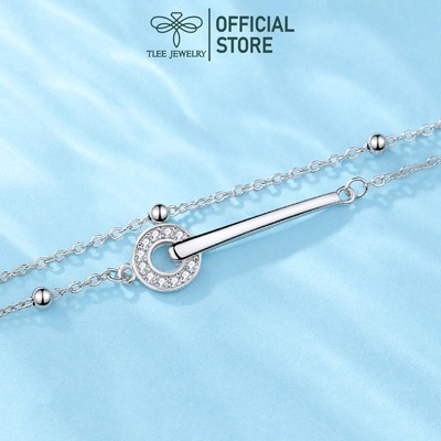Lắc tay bạc nữ TLEE, lắc tay thanh bạc dải bi cá tính TLEE JEWELRY LT0280