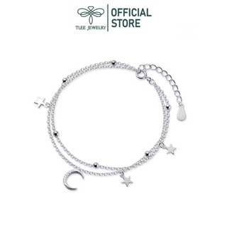 Lắc tay bạc nữ TLEE, vòng tay dải bi trăng sao nữ tính TLEE JEWELRY LT0289