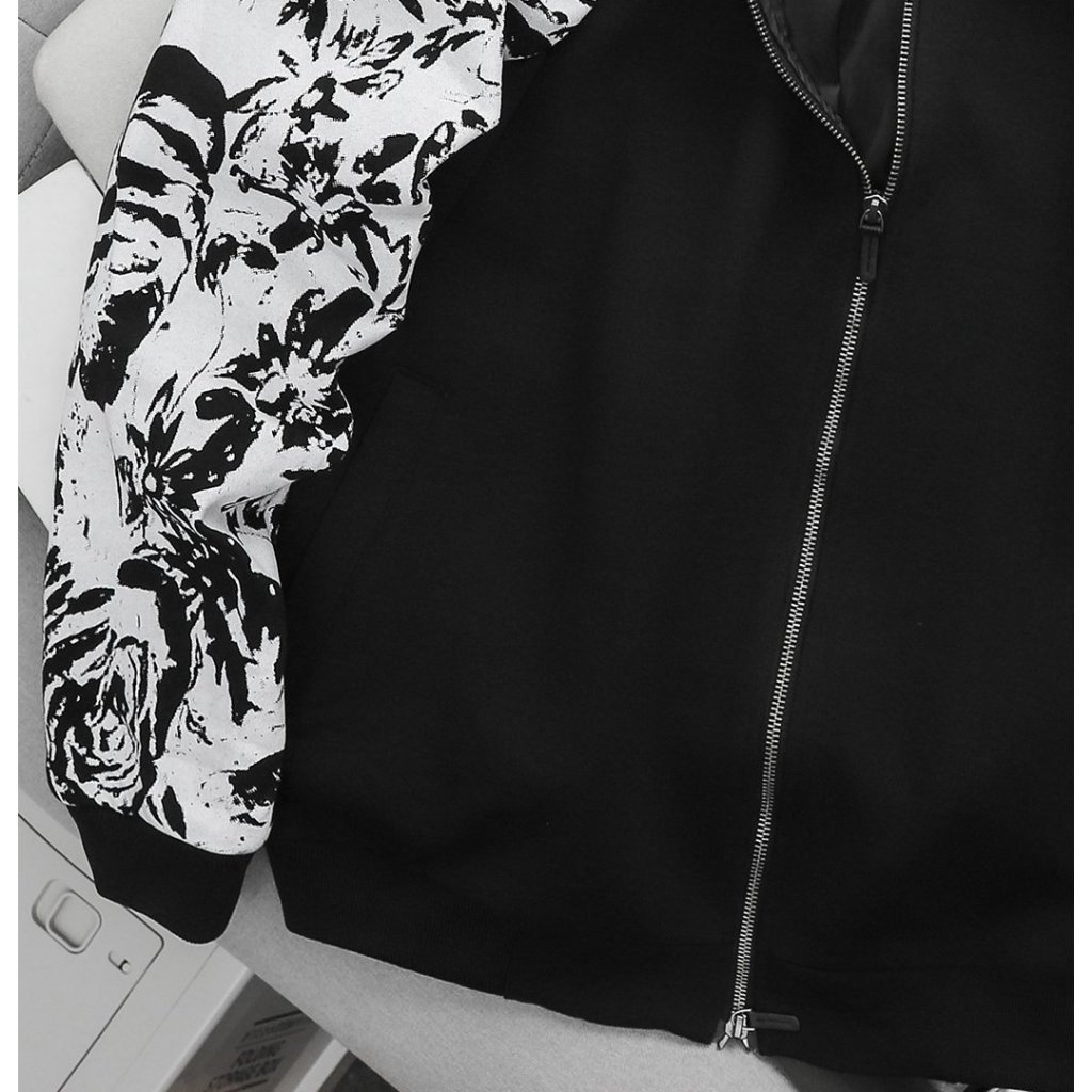 Big size - Áo bomber varsity thời trang kết hợp in lụa hoa hồng có lót dù dày dặn >130kg