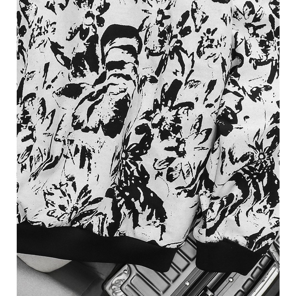 Big size - Áo bomber varsity thời trang kết hợp in lụa hoa hồng có lót dù dày dặn >130kg