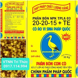 Phân bón 3 màu 1kg 20-20-15-te con cò công nghệ pháp