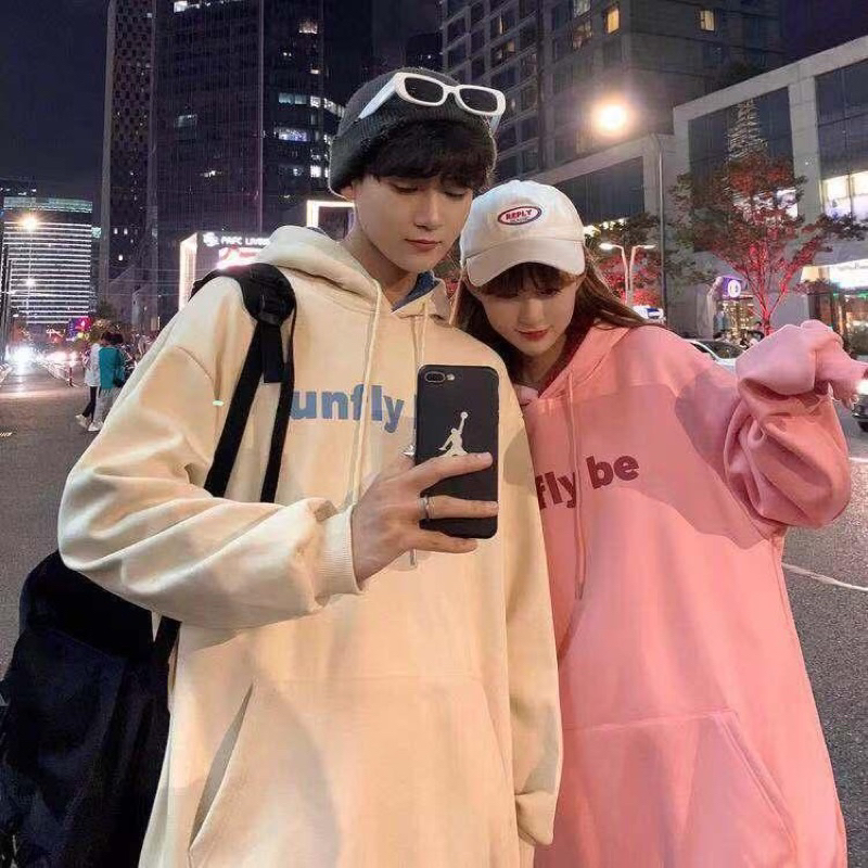 Áo HOODIE UNFLY BE chất nỉ phối tai thỏ dễ thương dành cho COUPLE UNISEX nam - nữ