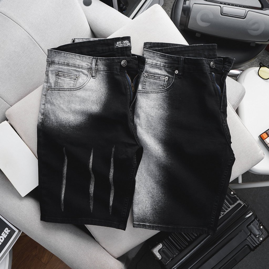 Big size - Quần short jean nam form big size wash 2 màu thời trang cá tính <130kg