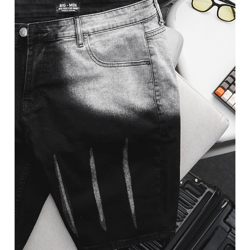 Big size - Quần short jean nam form big size wash 2 màu thời trang cá tính <130kg