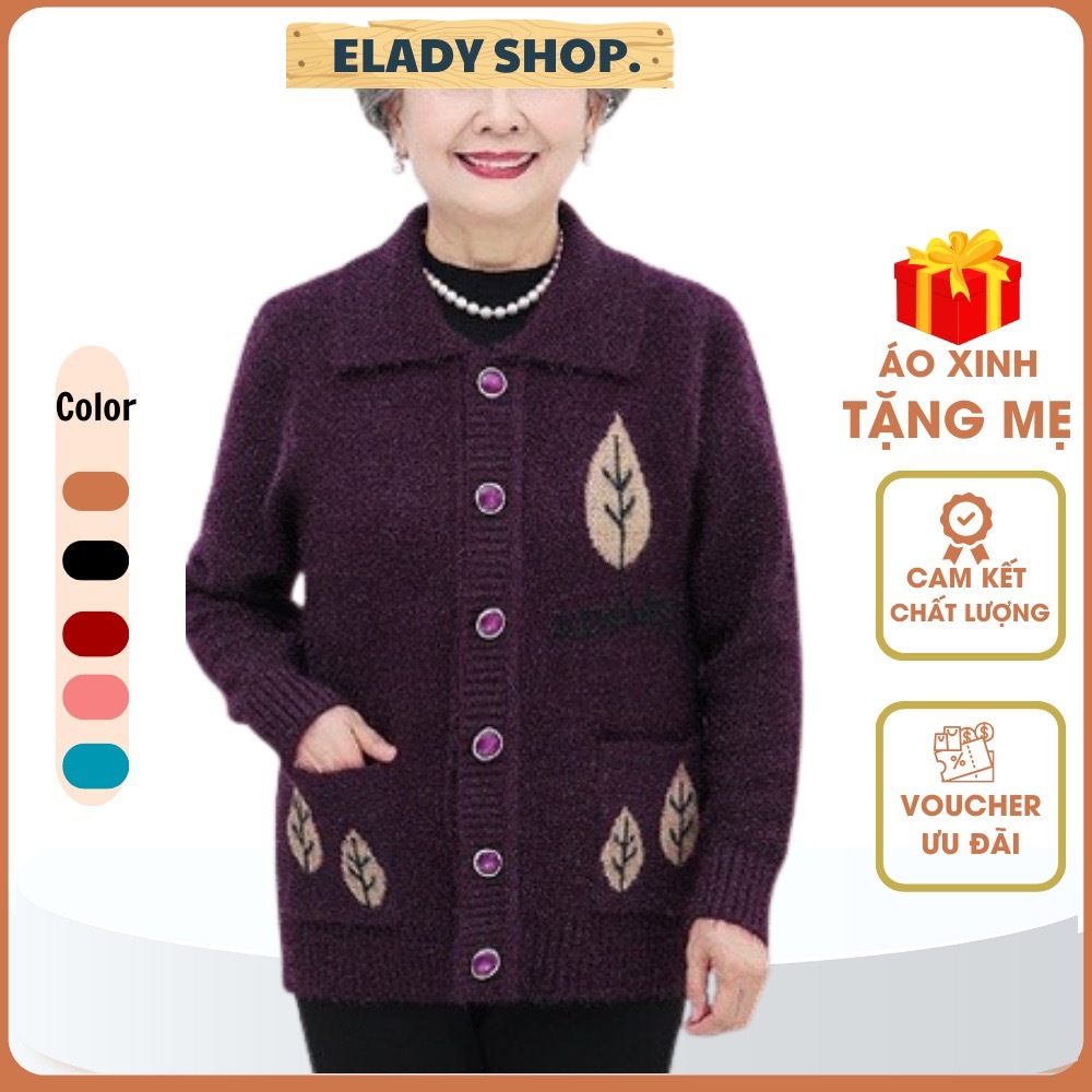 Áo khoác trung niên nữ AD1010, áo khoác len cổ bẻ cài cúc cho mẹ cho bà chất len mềm mịn hàng quảng châu cao cấp Chưa