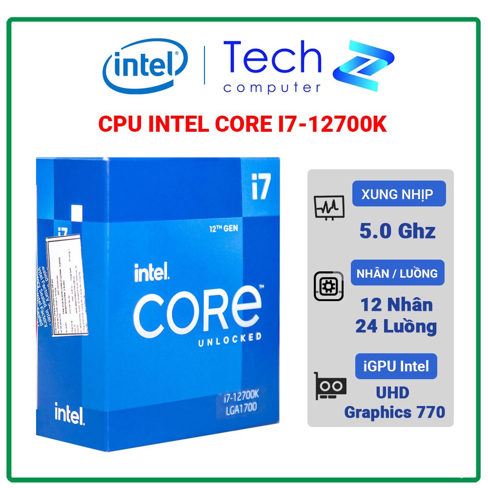 CPU Intel Core i7 12700K Box New Bảo Hành 3 Năm