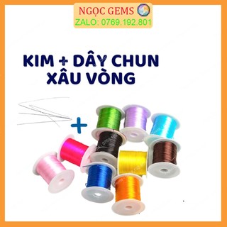 Combo siêu rẻ kim và 3 mét dây chun xâu vòng đủ màu sắc, chỉ tơ, chỉ, chỉ chun