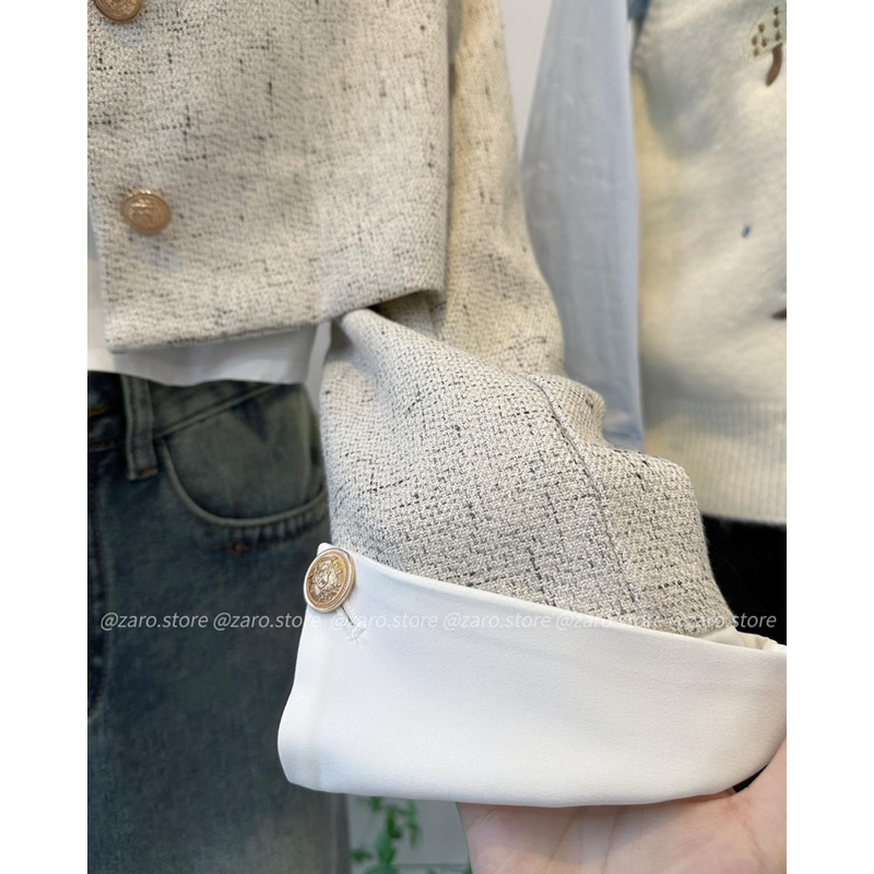 Áo tweed be tay đắp