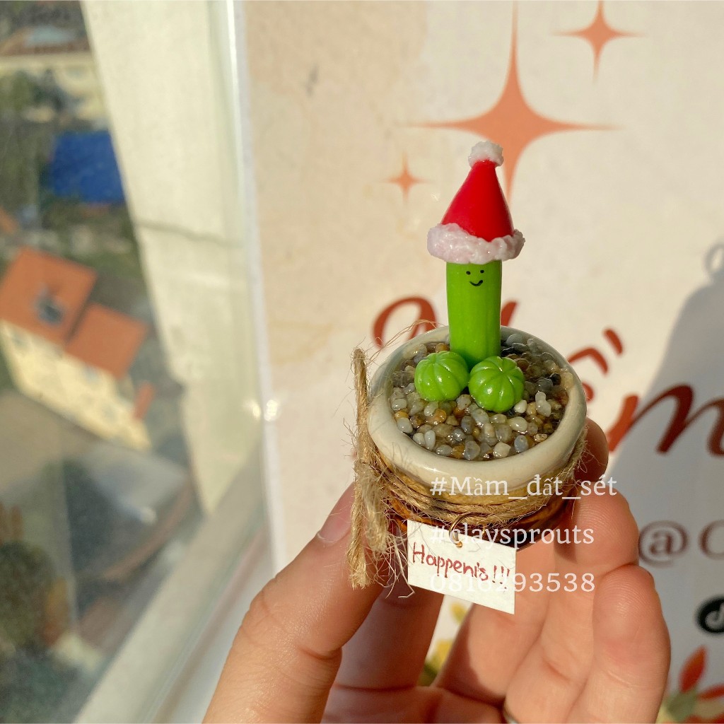 Quà giáng sinh - Xương rồng tinh nghịch đội mũ giáng sinh - New design - 11/2023