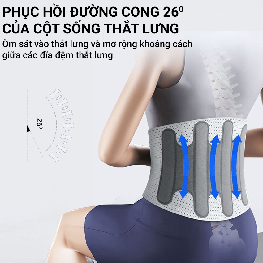 Đai định hình thắt lưng cột sống, hỗ trợ thắt lưng căng địa đệm, thoái hoá thoát vị đĩa đệm