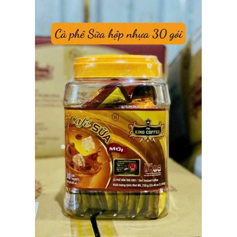 Cà phê Sữa 3in1 King Coffee - Hộp Nhựa 30 Gói x 24gam