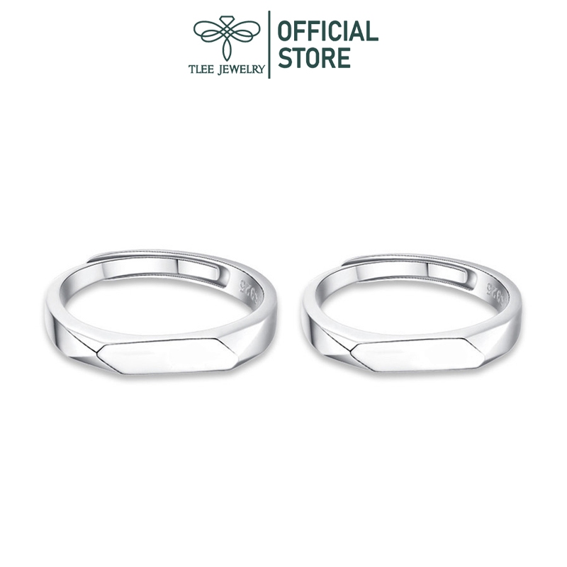 Nhẫn đôi bạc nữ TLEE, nhẫn đôi thanh bạc đơn giản khắc chữ miễ phí theo yêu cầu TleeJewelry