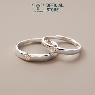 Nhẫn đôi bạc TLEE mẫu hinh tim nạm đá TLEE JEWELRY ND0113