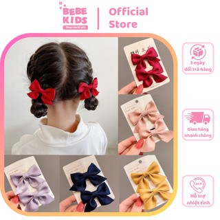 Set kẹp tóc cho bé gái - Set 2 kẹp tóc bé gái xinh xắn gắn nơ phong cách hàn quốc Bebekids